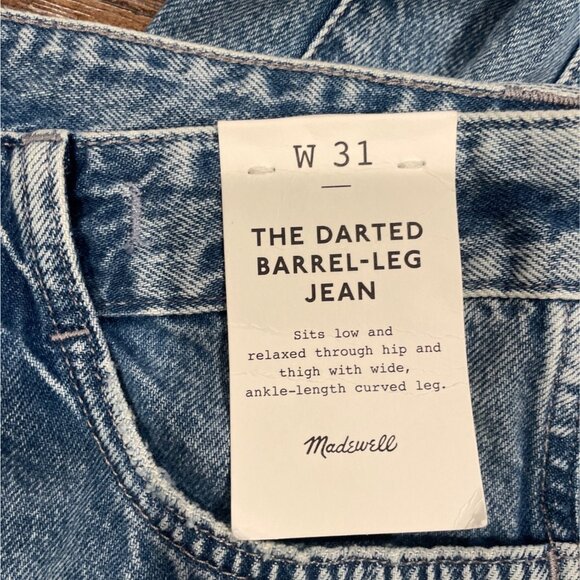 NWT Madewell Sz 31 Darted Barrel-Leg Jean Riverbend Wash Wide Relaxed Button-Fly - Picture 15 of 15